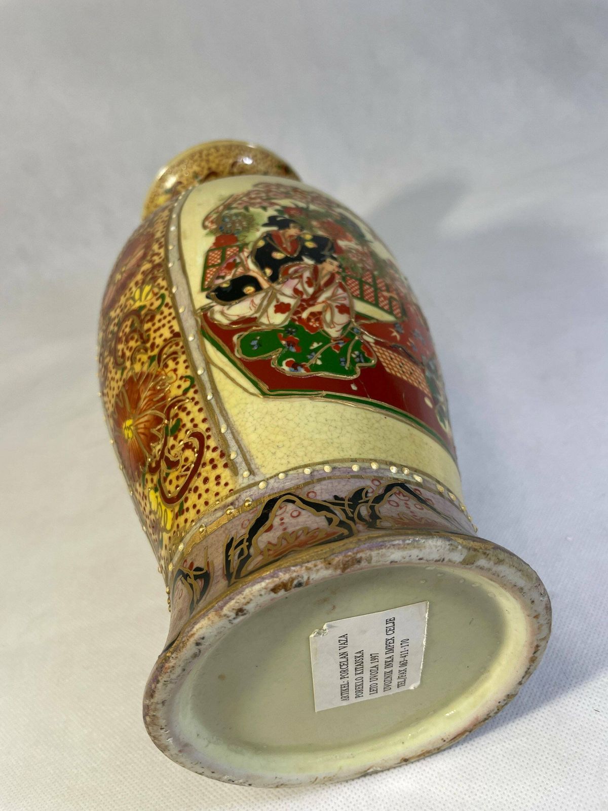 Chinese Porcelain Flutted Vase In Japanese Satsuma Floral And Palace Design photo furniture