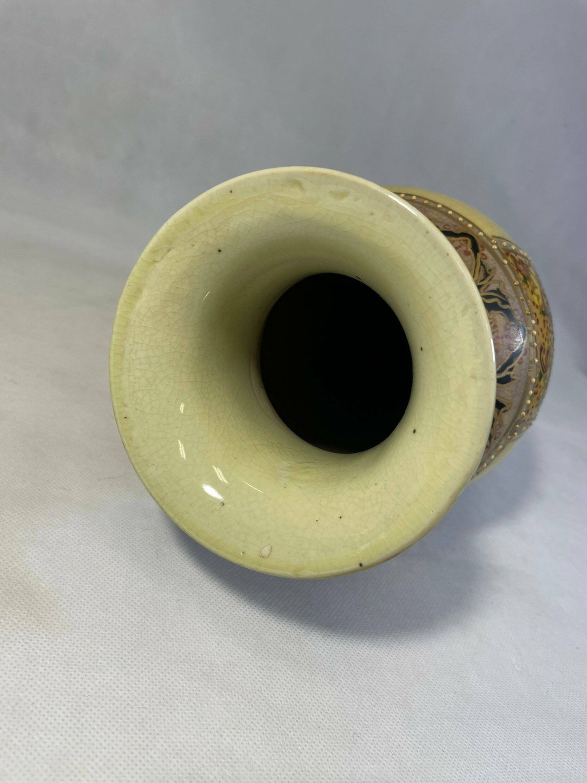 Chinese Porcelain Flutted Vase In Japanese Satsuma Floral And Palace Design photo for sale