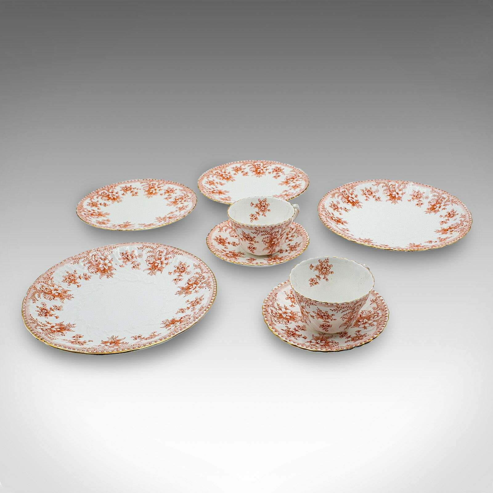 Antique Afternoon Tea Set, English, Bone China, Cup & Saucer, Plate, Victorian