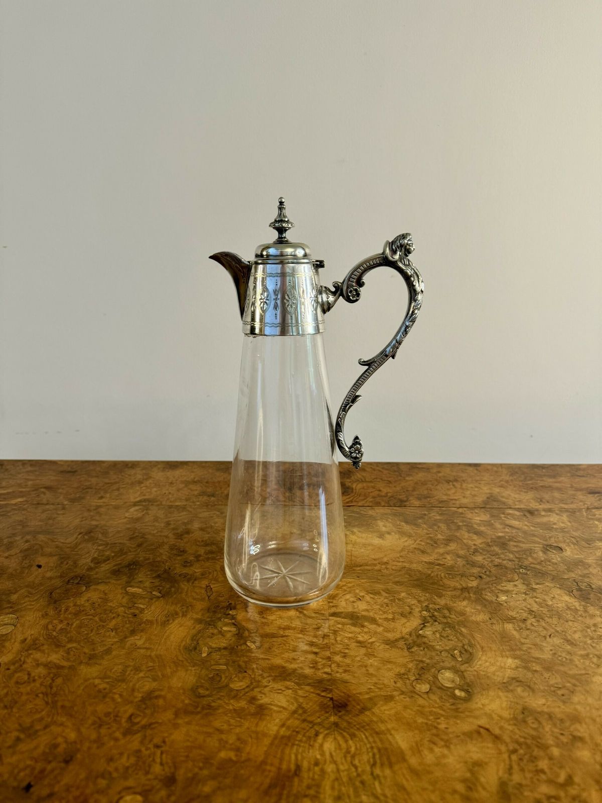 Wonderful Quality Victorian Glass And Silver Plated Claret Jug photo 495.0