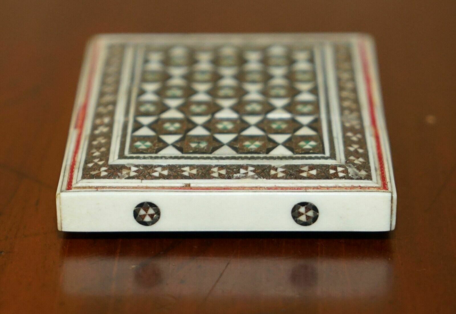 Original Antique Anglo Indian Export Sadeli Micro Mosaic Business Card Case photo vinterior