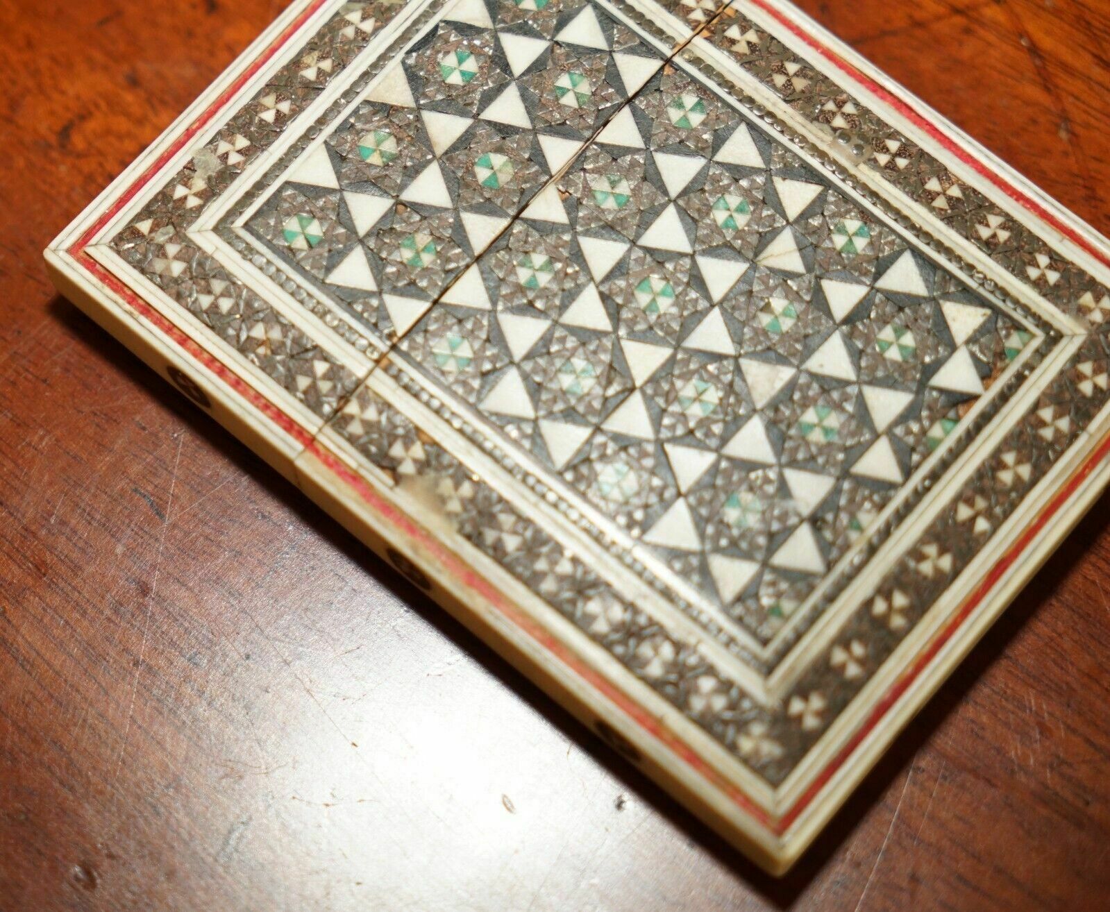 Home Decor Original Antique Anglo Indian Export Sadeli Micro Mosaic Business Card Case photo