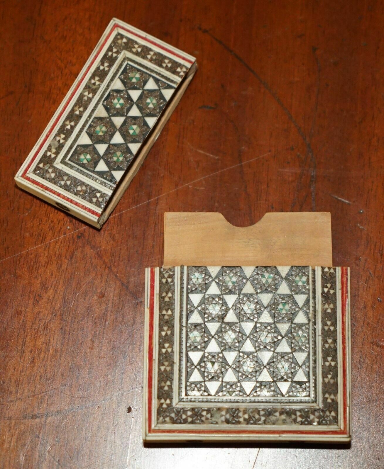 400.0 Original Antique Anglo Indian Export Sadeli Micro Mosaic Business Card Case photo