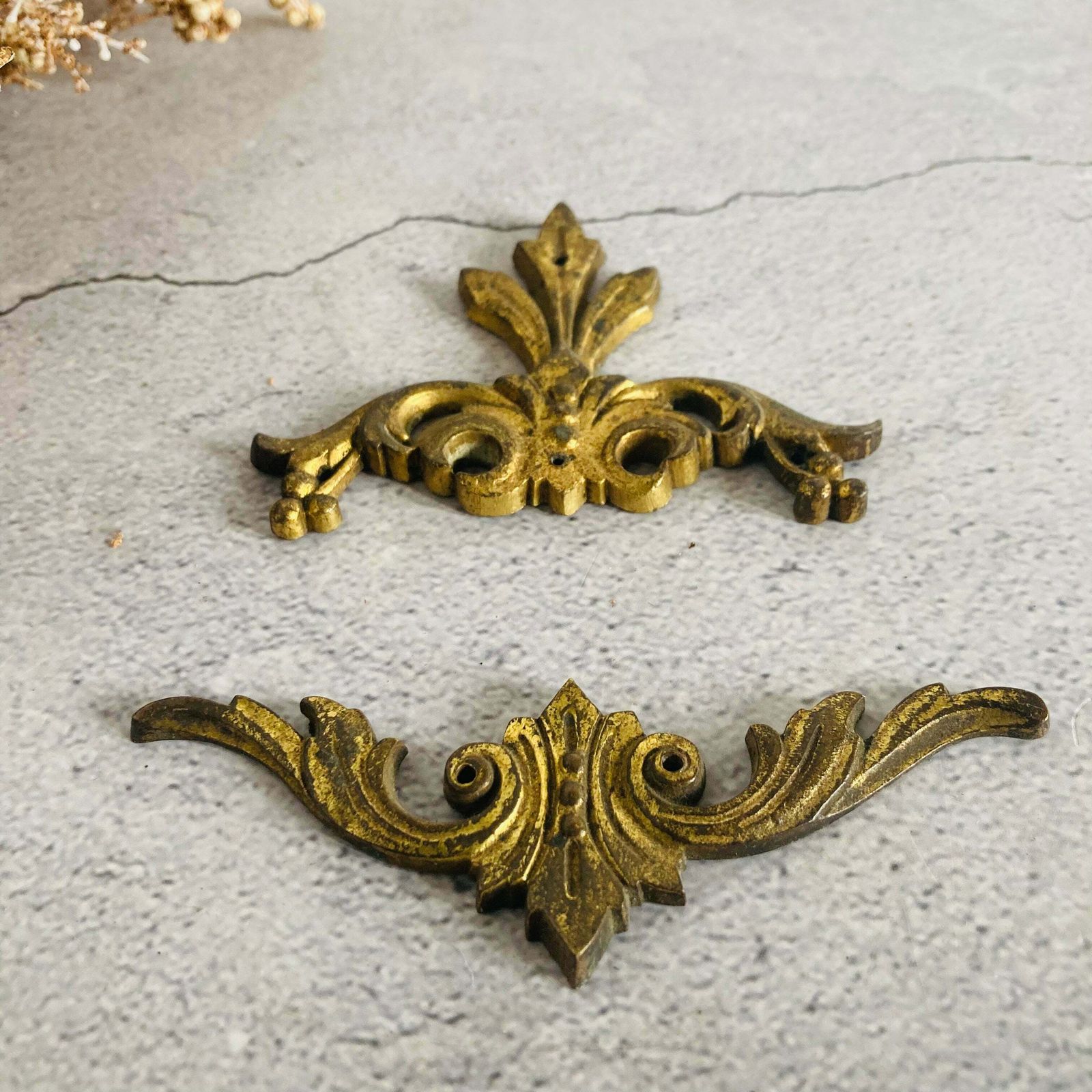 Antique Small Decorative Brass Plaques photo for sale