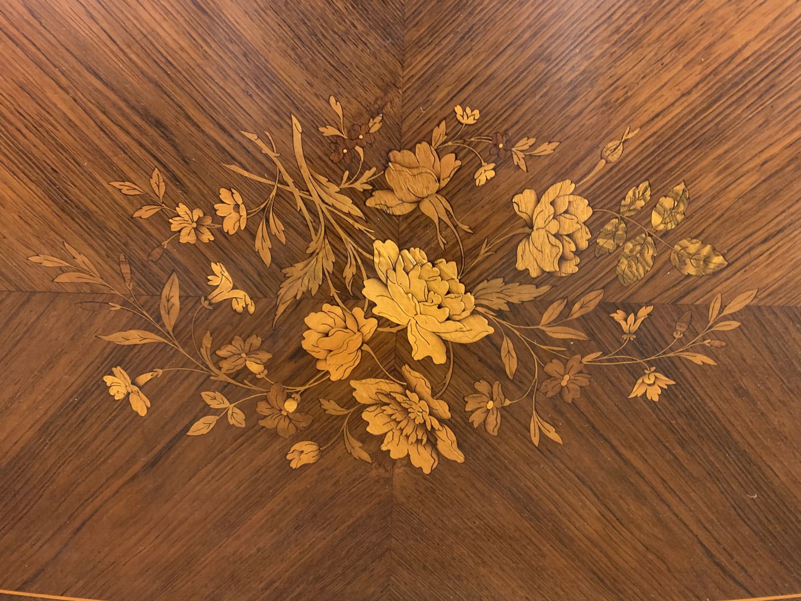 Inlaid Kingwood Floral Marquetry Table photo vintage