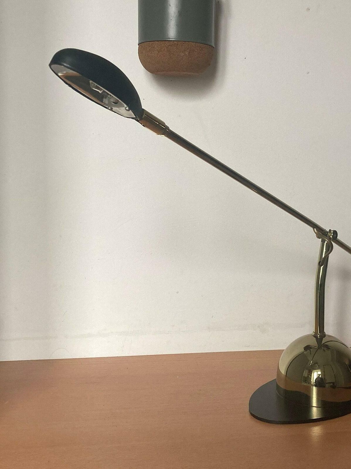 Mid Century Industrial Gold Brass Halogen Desk Lamp / Made In Yugoslavia / Made In 1960 / Vintage Desk Lamp / 60s Lamp / Shabby Gold Lamp photo for sale