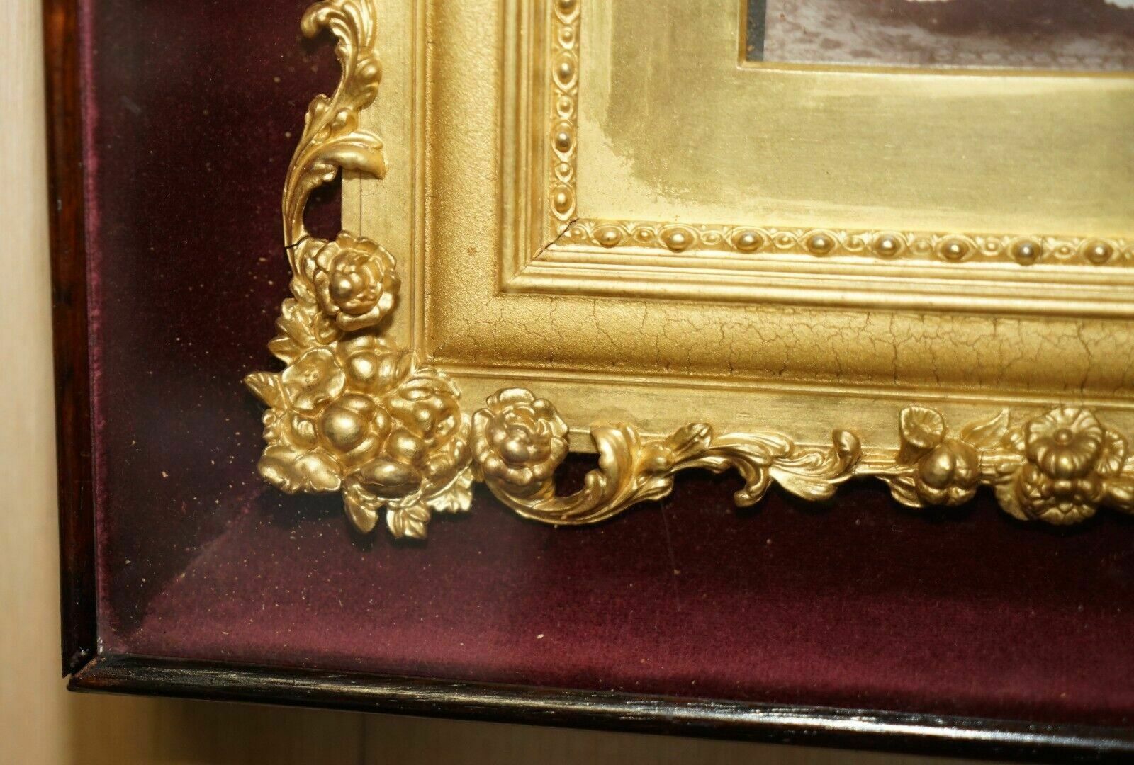 photo for sale Antique Victorian Violinists Photo & Period Frame Cased Inside Display Case