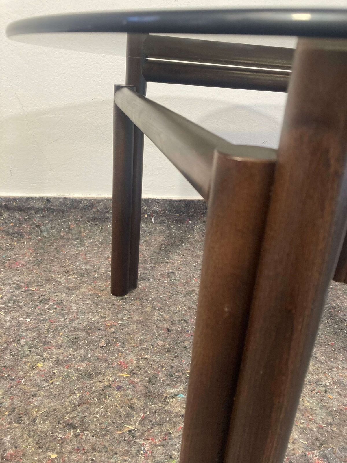 Rare Mid Century Coffee Table / Vintage Furniture /Retro Table /Living Room Table /Pop Art/Wood Smoked Glass / White/Round Table / Furniture photo buy