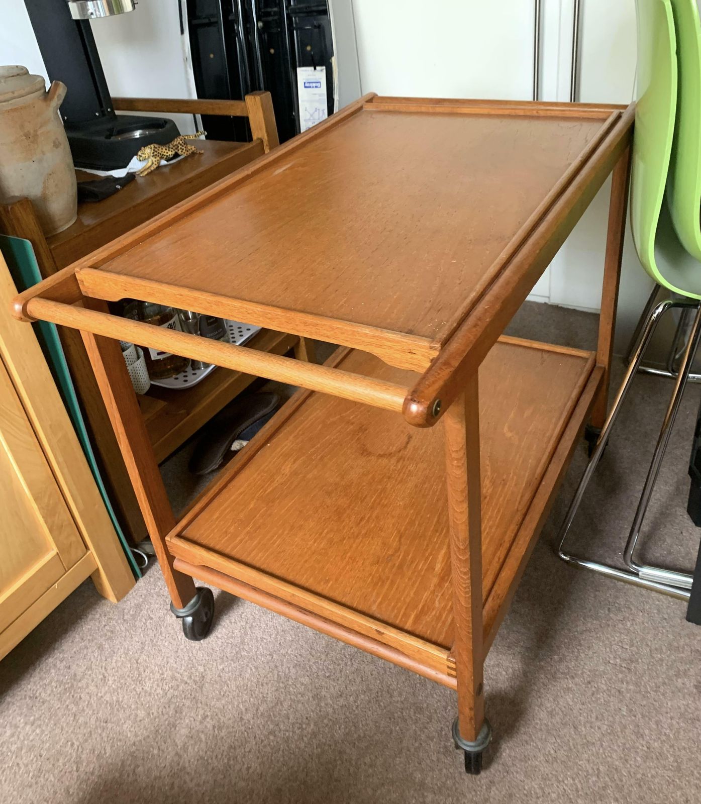 Bar Cart Trolley Antique With Removable Trays And Original Castors photo furniture