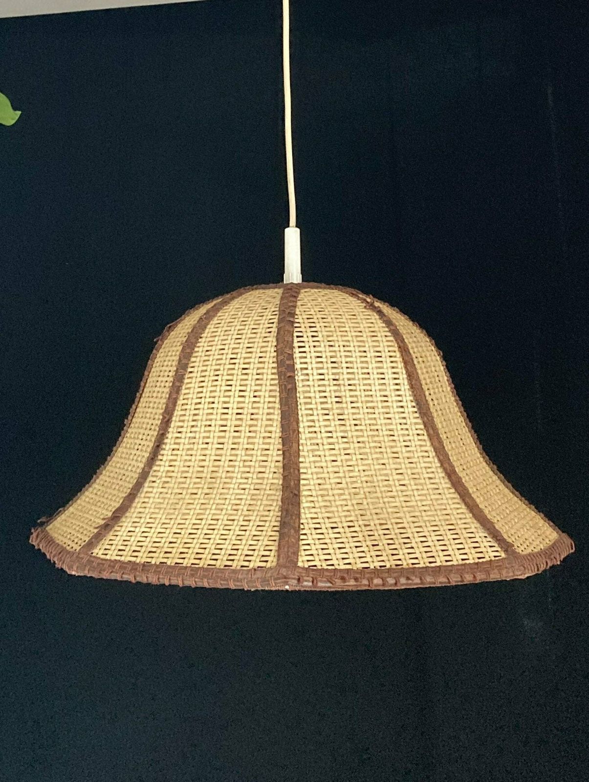 Vintage Cane Pendant70's/ Retro /Unique Ceiling/Bentwood Rattan Hanging /Vintage Decor/Accent Lamp/Boho Lamp photo for sale