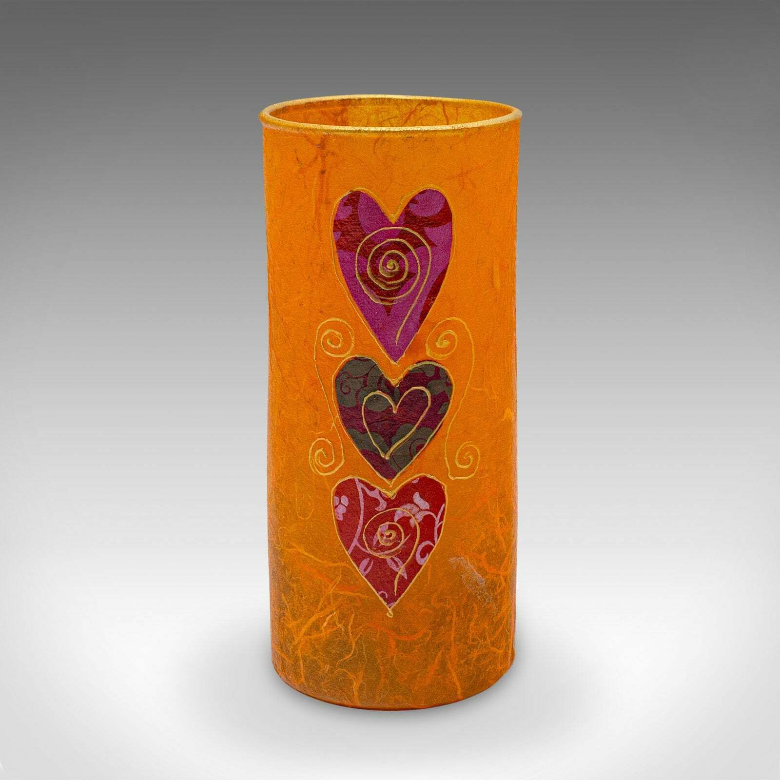 Small Contemporary Decorative Vase, English, Straw Silk Art Glass, Flower Sleeve photo furniture