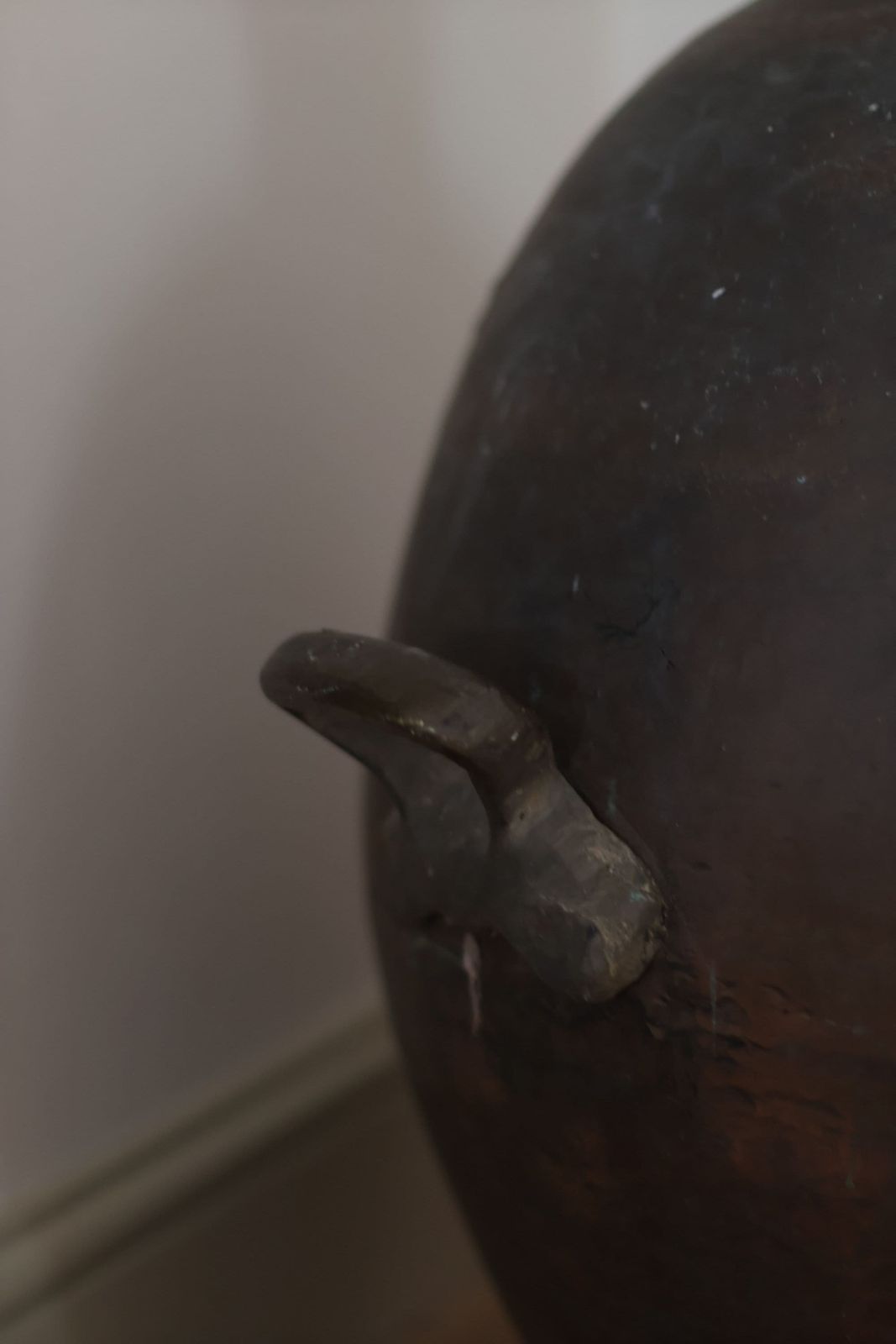 Very Large Antique Indian Copper Water Pot With 2 Iron Handles / Indoor Decor Huge Copper Pot Vase / Statement Pot photo buy