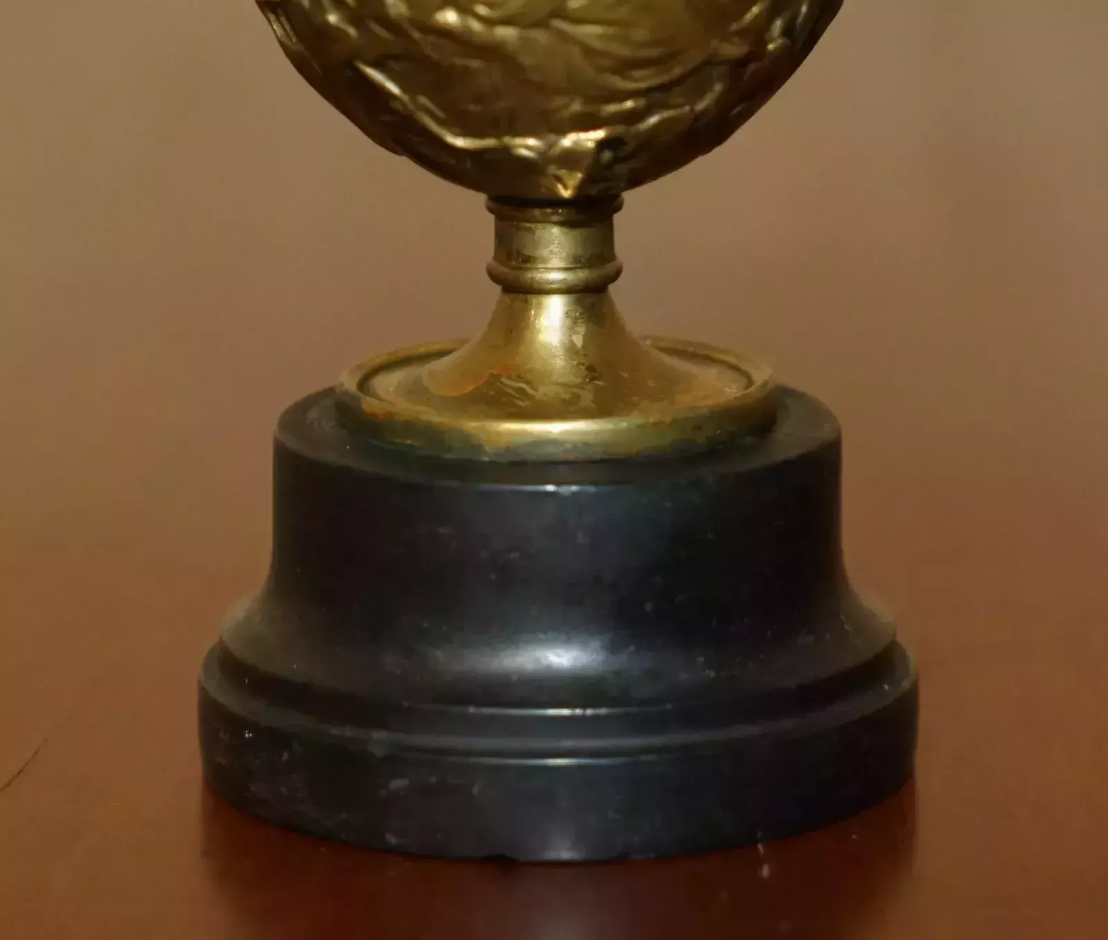Matching Pair Of Antique Roman Grand Tour Hercules Gilt Brass Marble Base Cups photo Home Decor