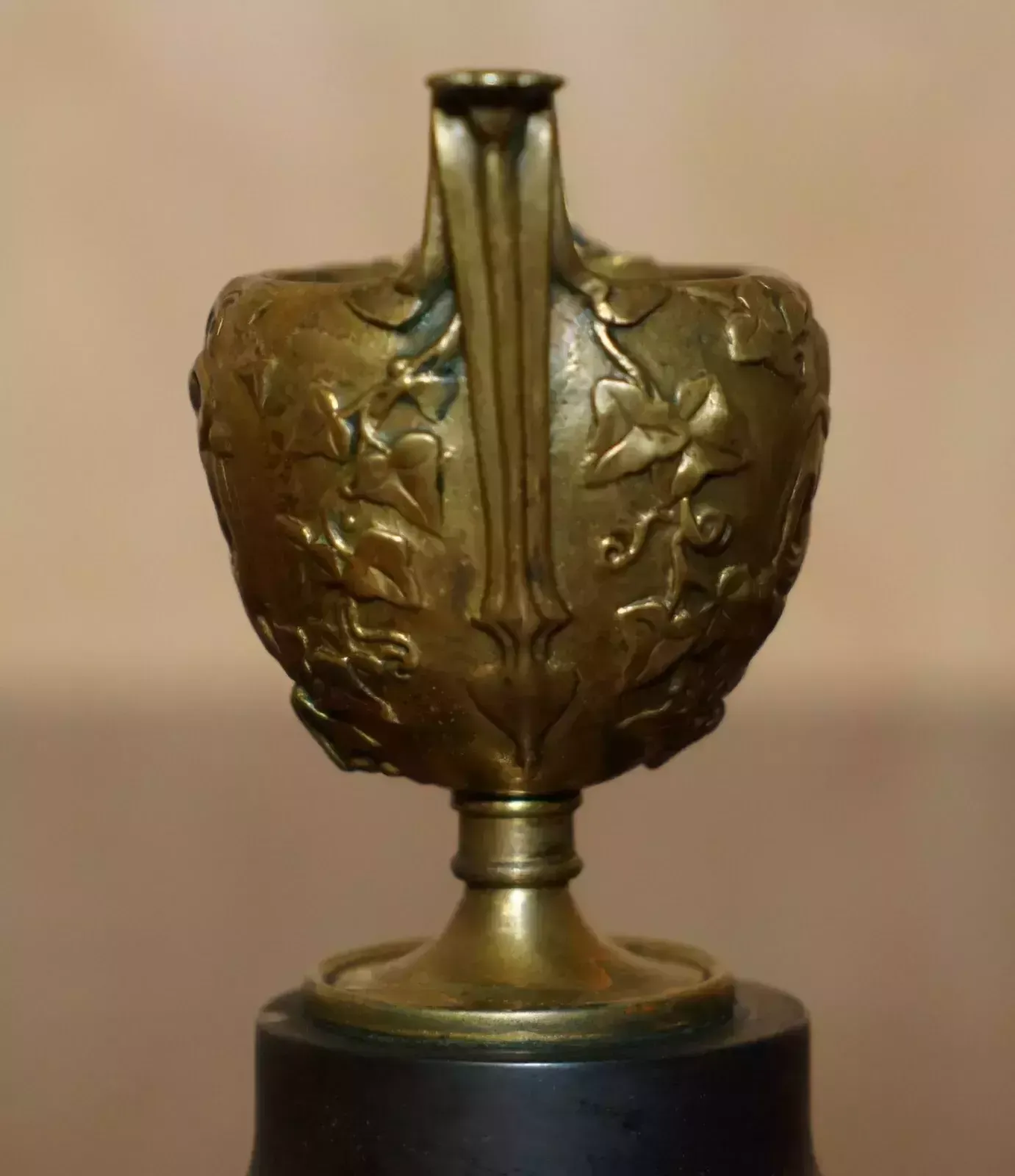 Matching Pair Of Antique Roman Grand Tour Hercules Gilt Brass Marble Base Cups photo vinterior