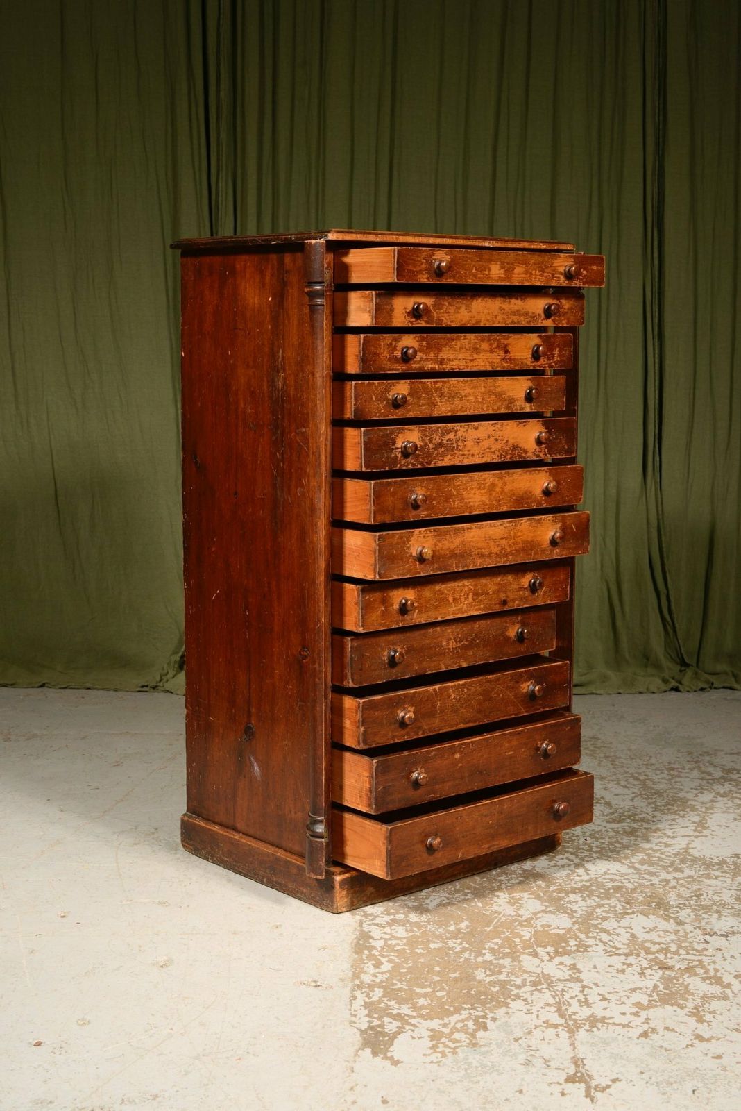 A William IV Distressed Pine And Mahogany Wellington Collector's Chest   C.1835 photo furniture