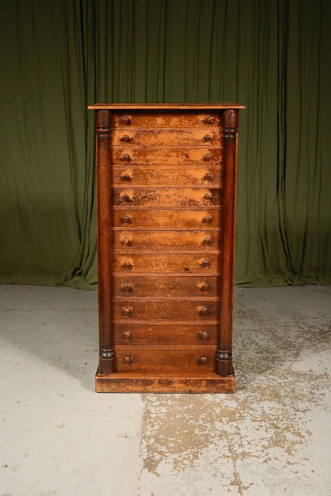 A William IV Distressed Pine And Mahogany Wellington Collector's Chest   C.1835 photo Furniture