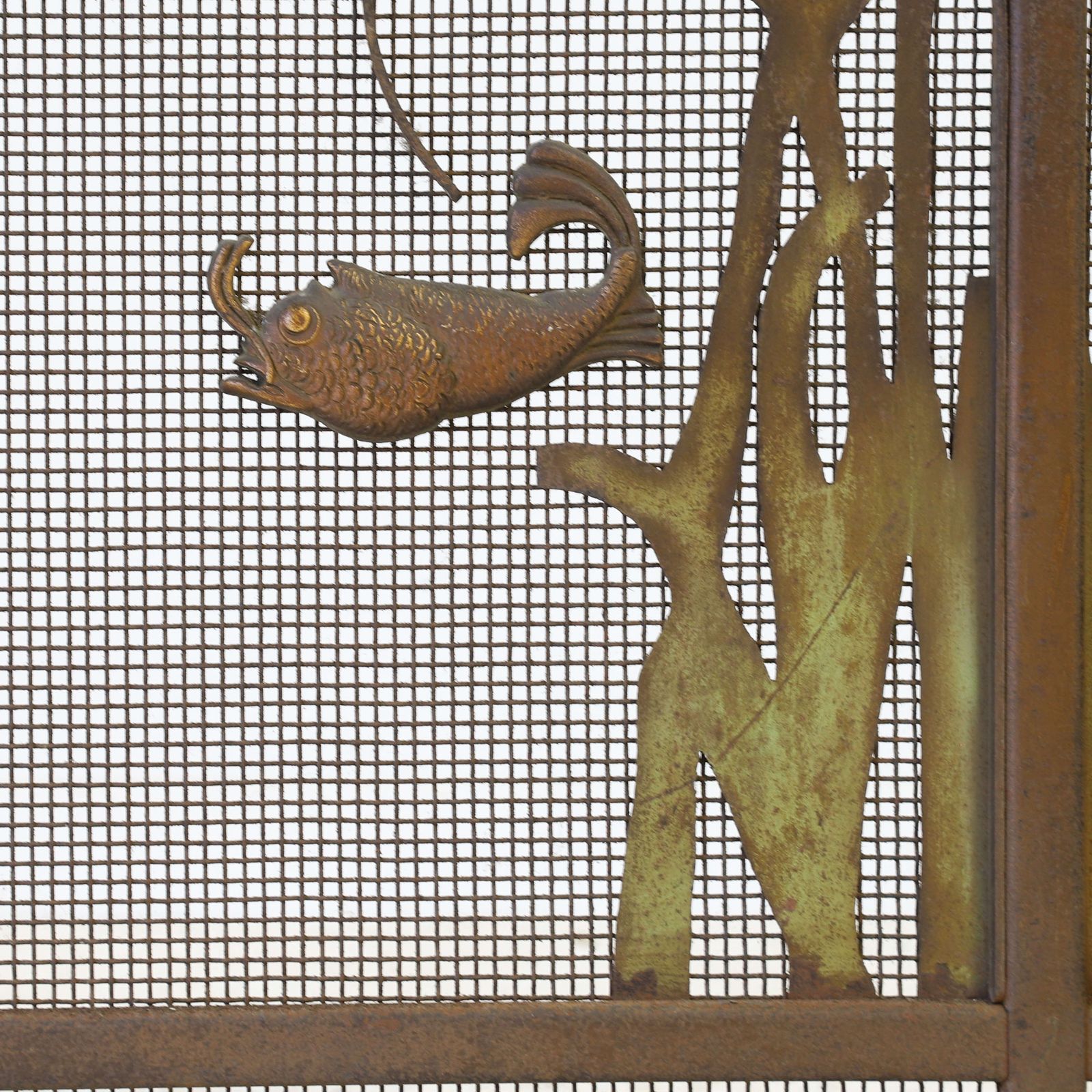Vintage Mid 20th Century Metal Decorated Fireplace Screen photo for sale