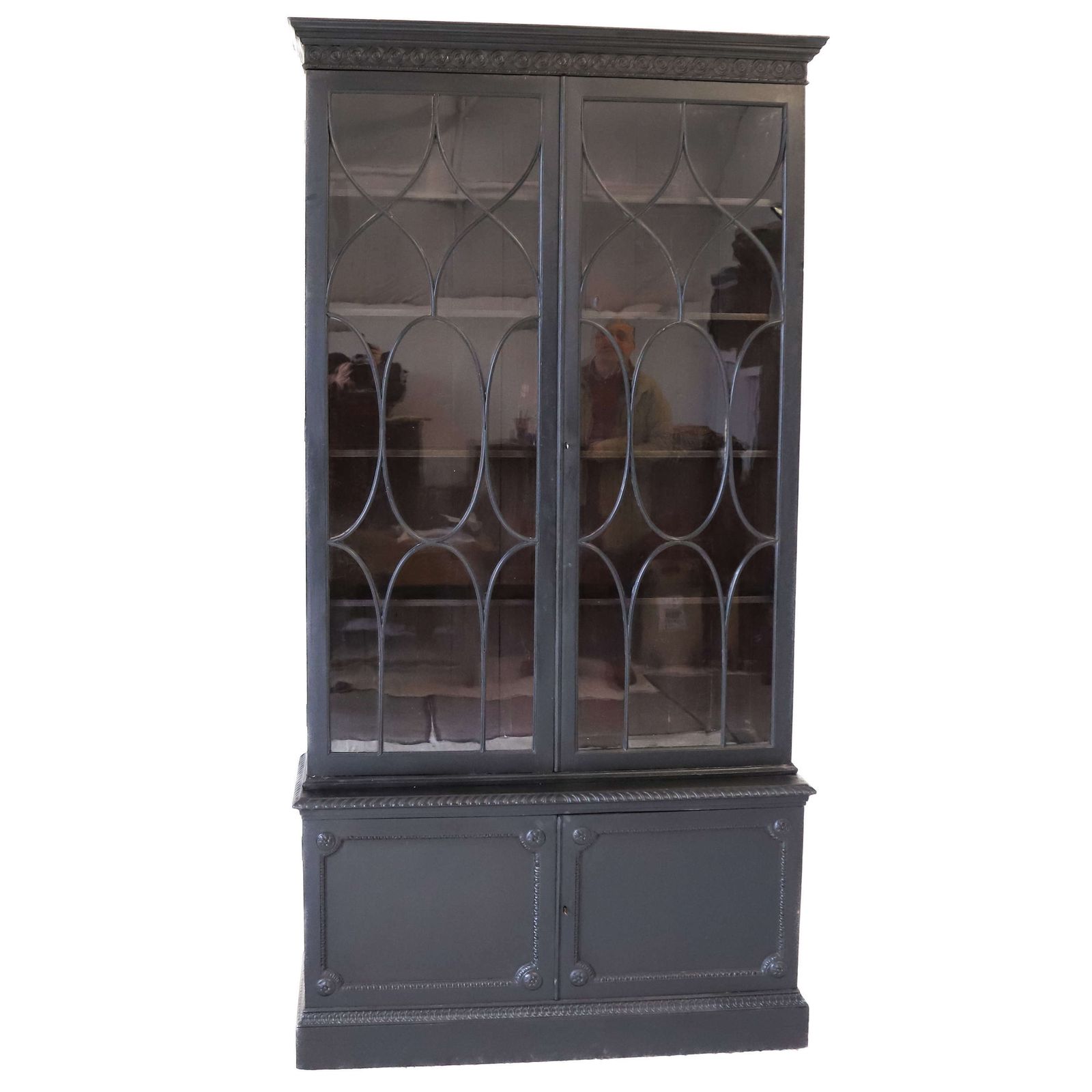 English Circa 1900 English Country House Bookcase In Black Paint photo furniture