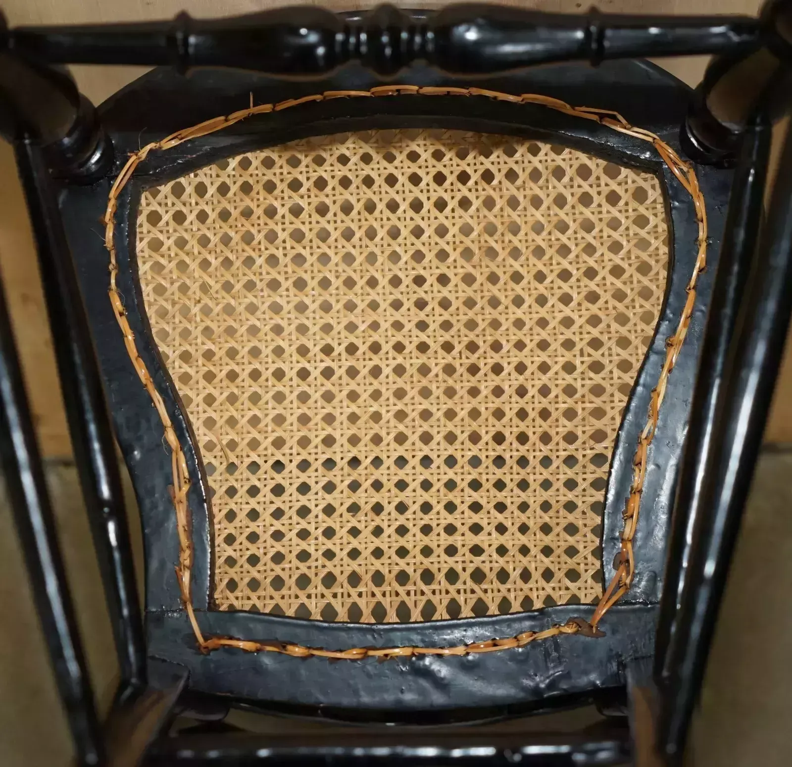 photo buy Four Fine And Antique Regency Bergere Mother Of Pearl Ebonised Side Chairs