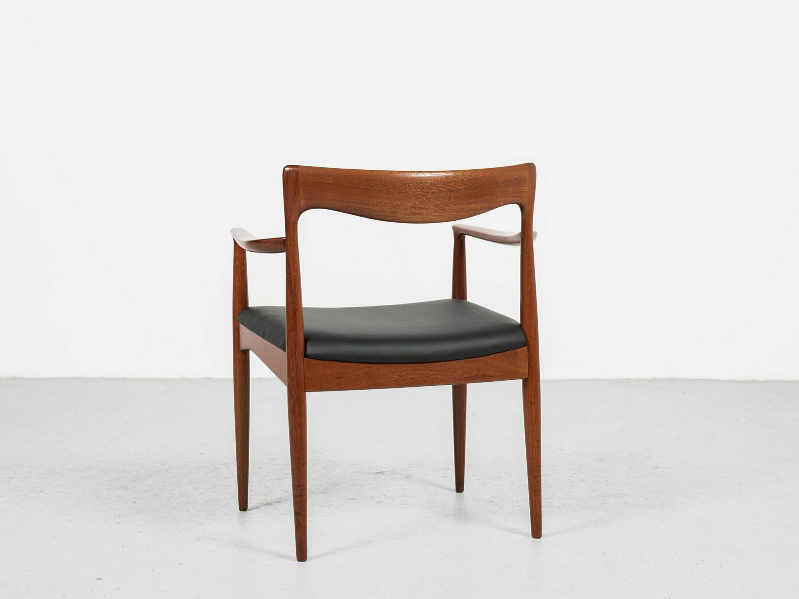 Midcentury Danish Chair With Armrests In Teak And New Skai By Arne Vodder For Vamo 1960s photo furniture