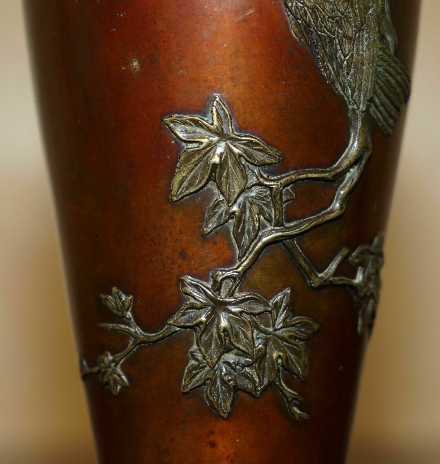 Stunning Signed Antique Circa 1870 Japanese Vase Depicting A Bird On A Branch photo 1850.0