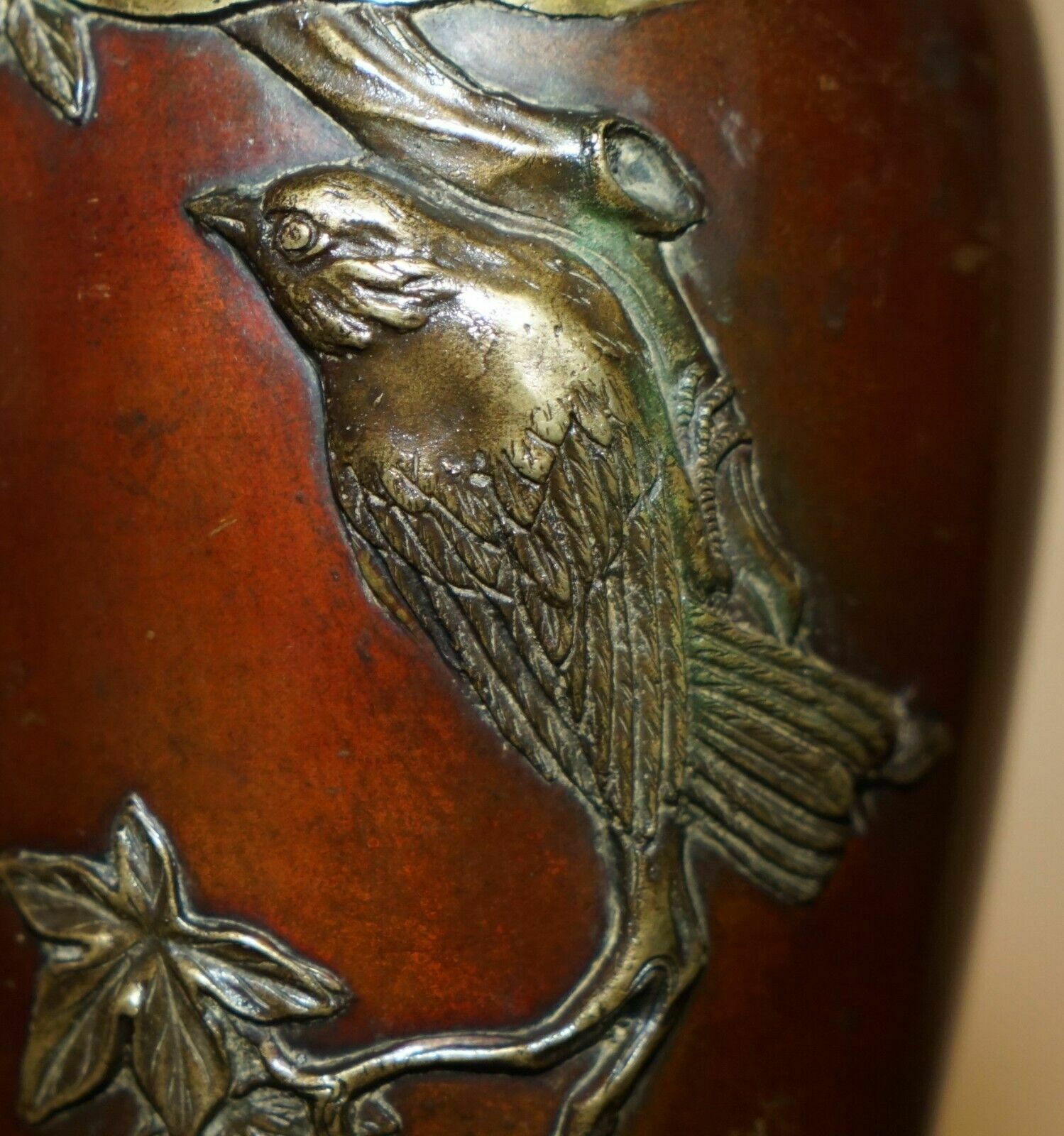 Stunning Signed Antique Circa 1870 Japanese Vase Depicting A Bird On A Branch photo buy