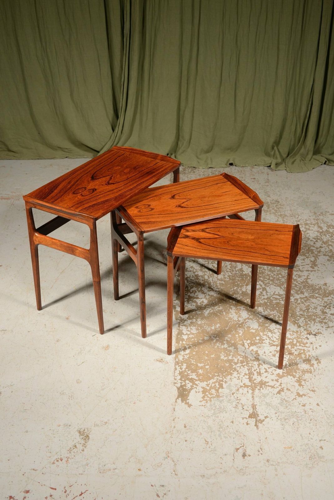 A Mid Century Nest Of Three Rosewood Tables By Domus Danica For Heltborg Møbler   C.1960