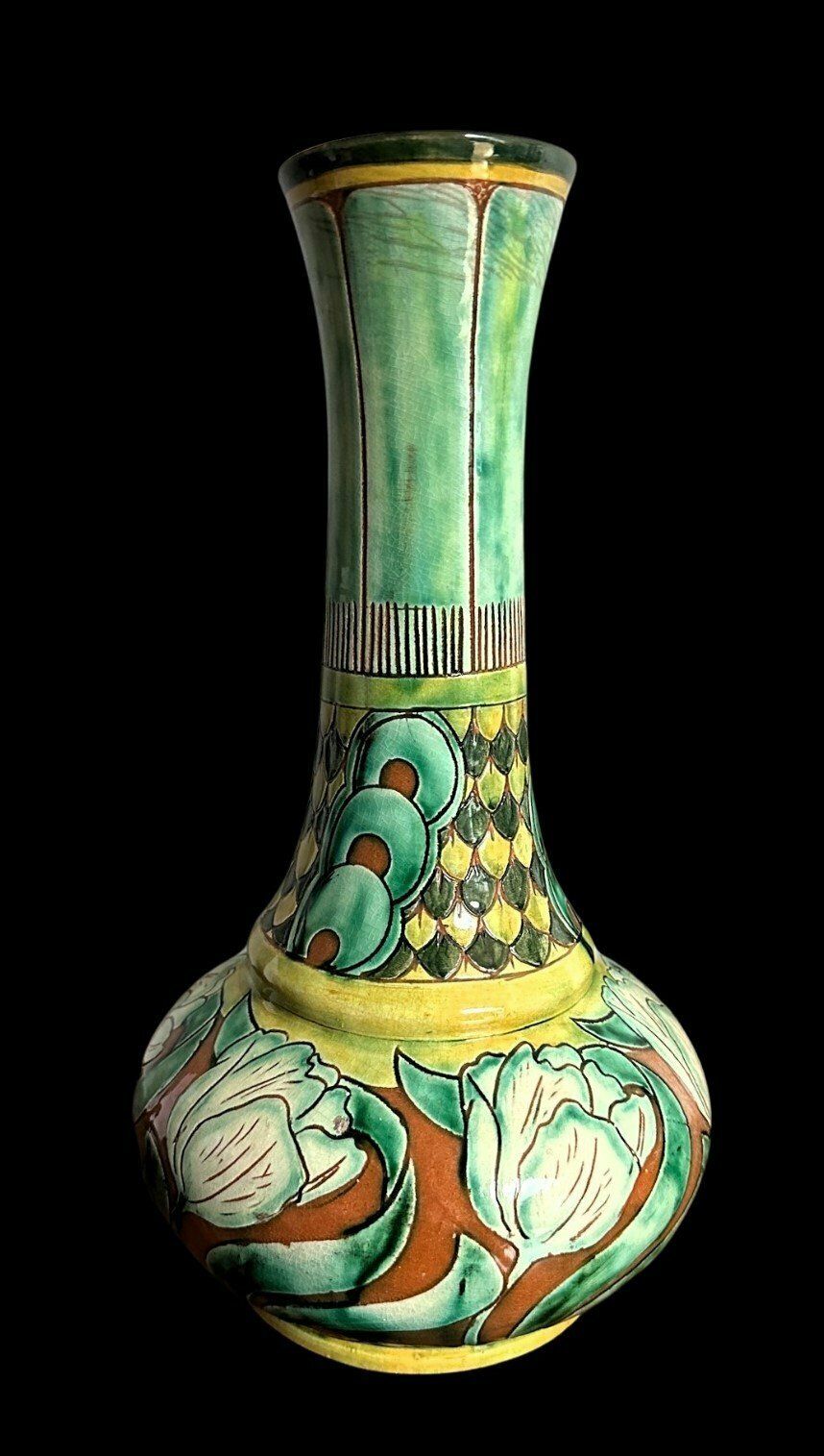 Della Robbia Vase, 1900s, Antique photo Home Decor