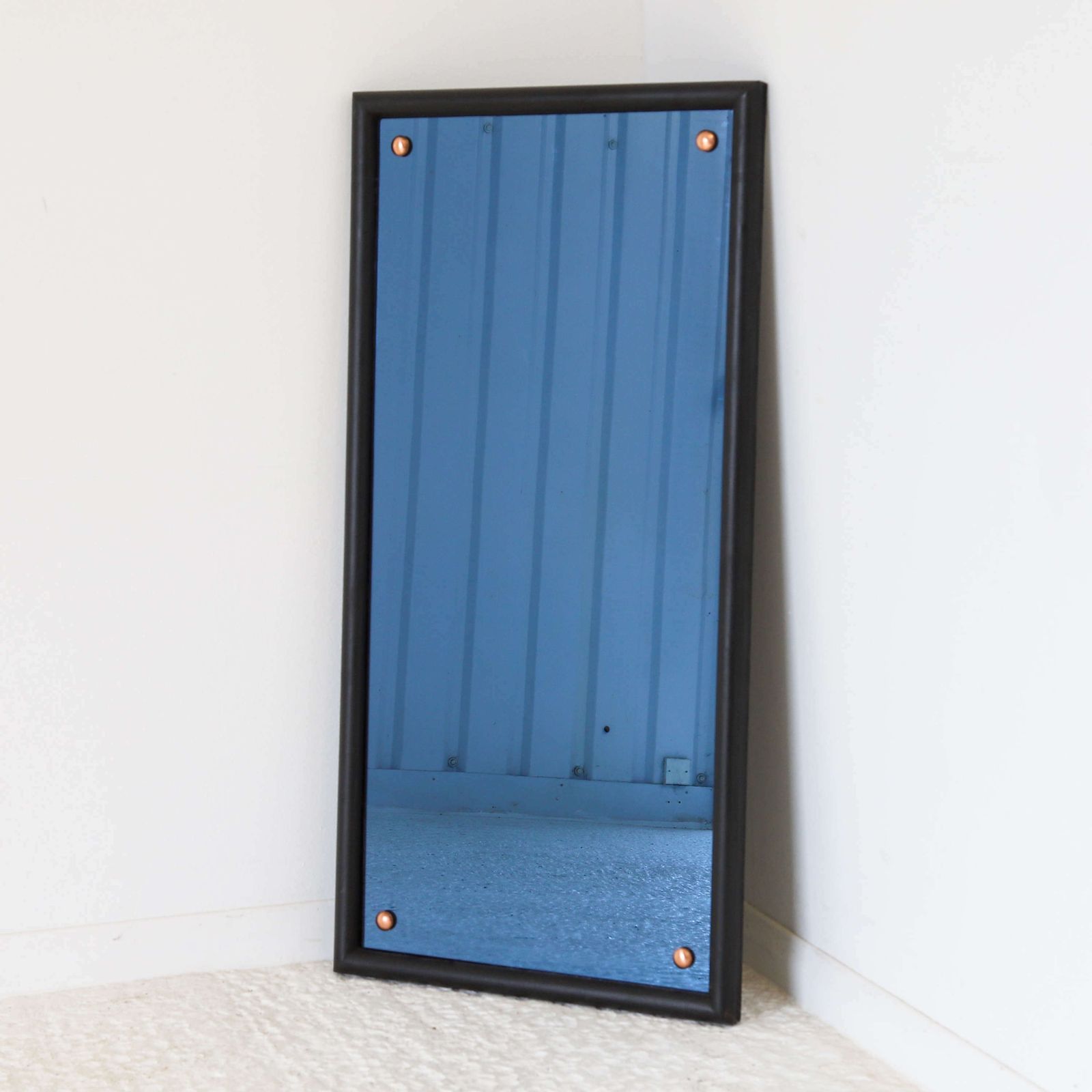 English Art Deco Panel   Blue Glass With Copper   English C 1930s