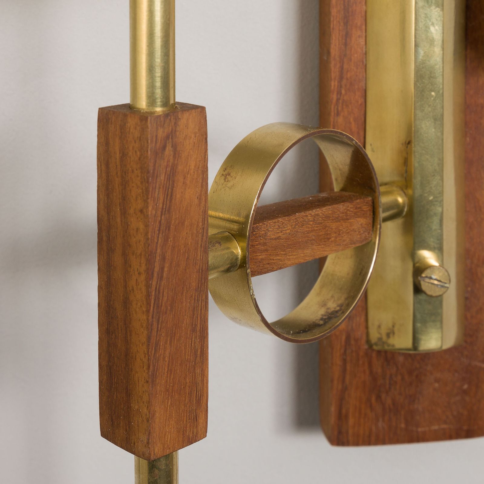 Pair Of Teak And Brass Wall Sconces In The Style Of Lunel, 1960s photo Lighting