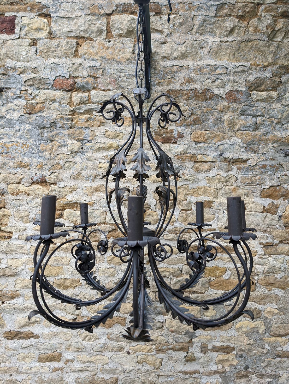Antique, Metal, 8 Branch, Wired Chandelier photo furniture