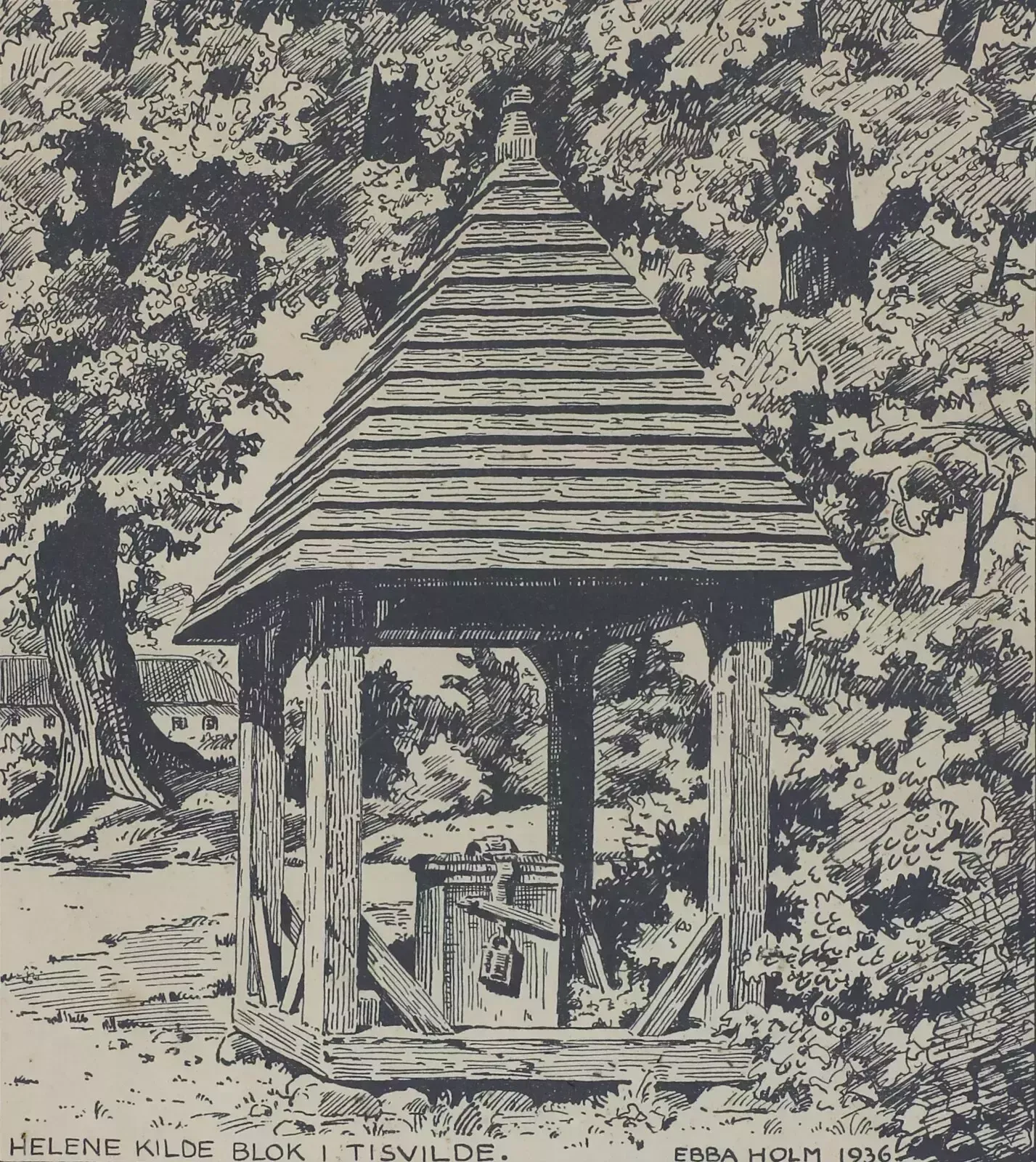 Woodcut Engraving By Ebba Holm. Helene Kilde Blok photo furniture