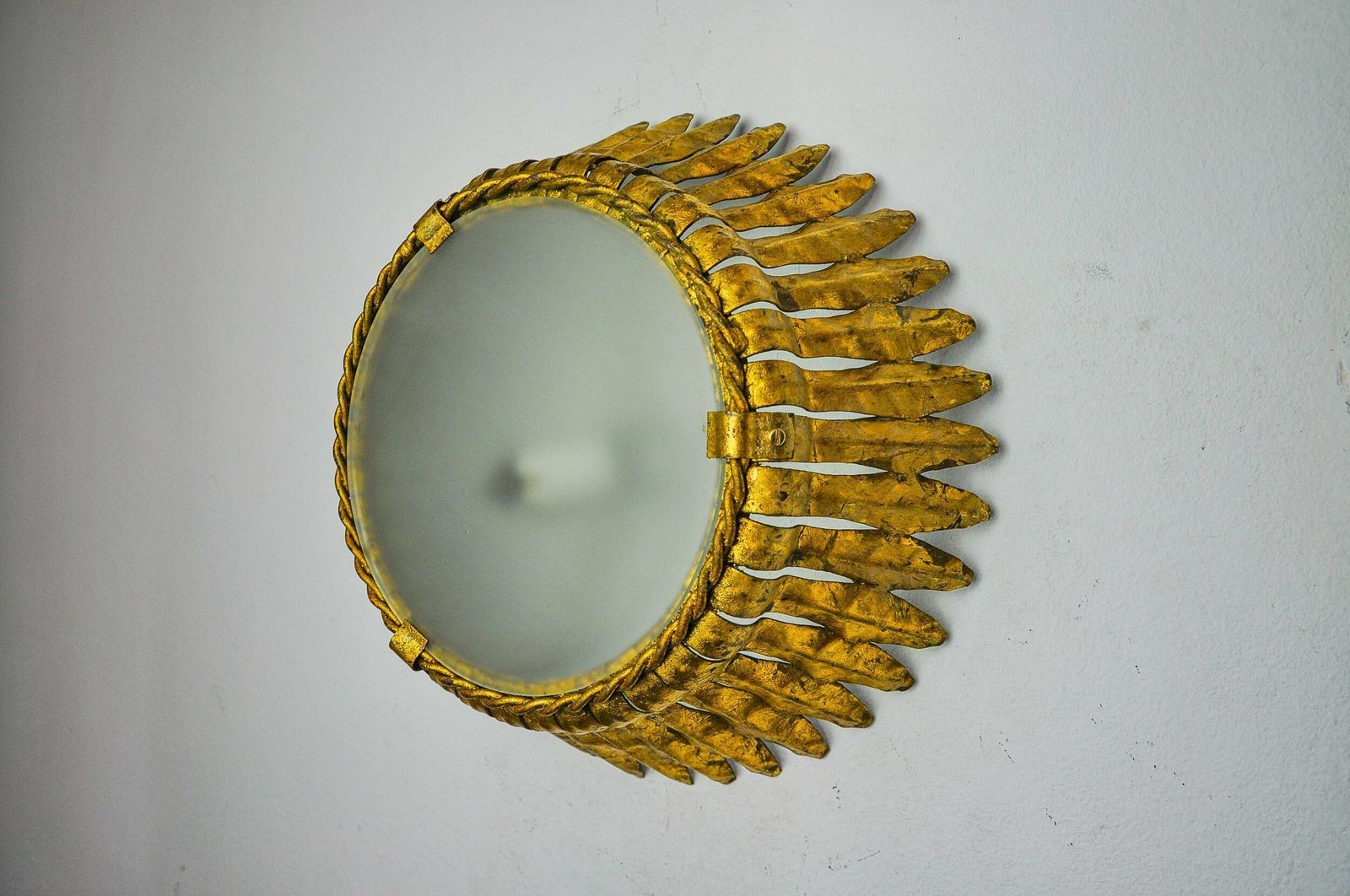 Sun Wall Lamp By Ferro Arte, Metal And Gold Leaf, Spain, 1960 photo furniture