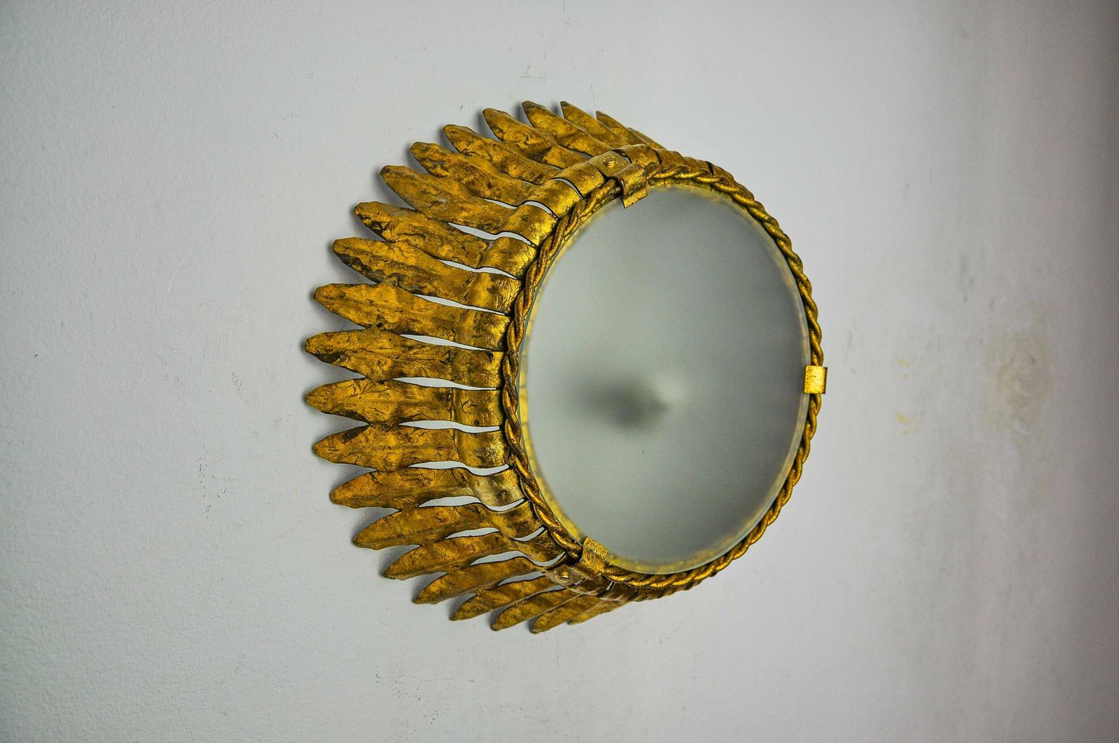 Sun Wall Lamp By Ferro Arte, Metal And Gold Leaf, Spain, 1960 photo 1046.0