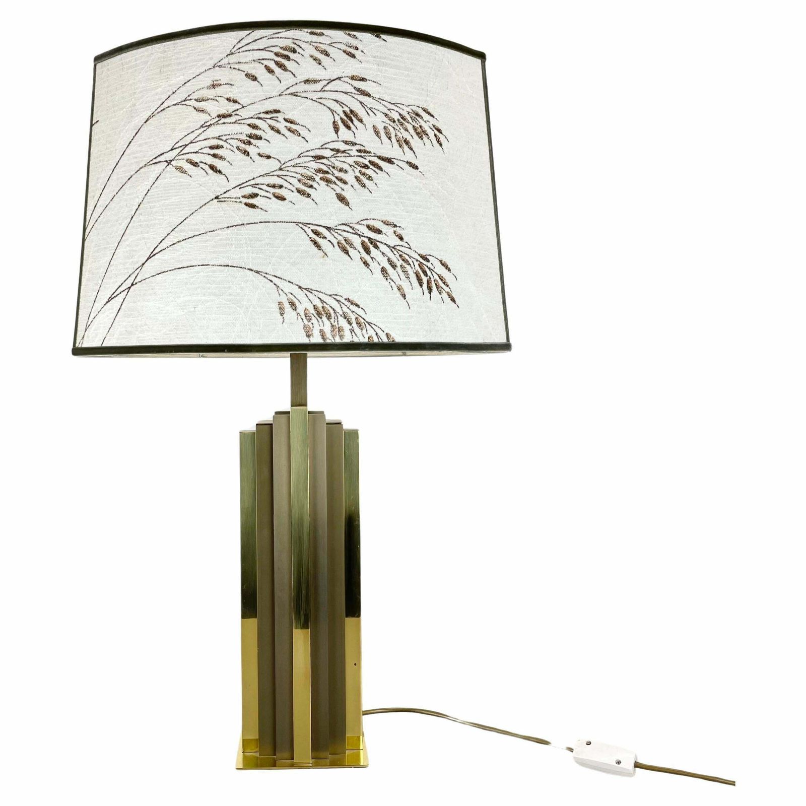 Xl Hollywood Regency Brass Bicolor Table Light In Willy Rizzo Style, Italy 1970s