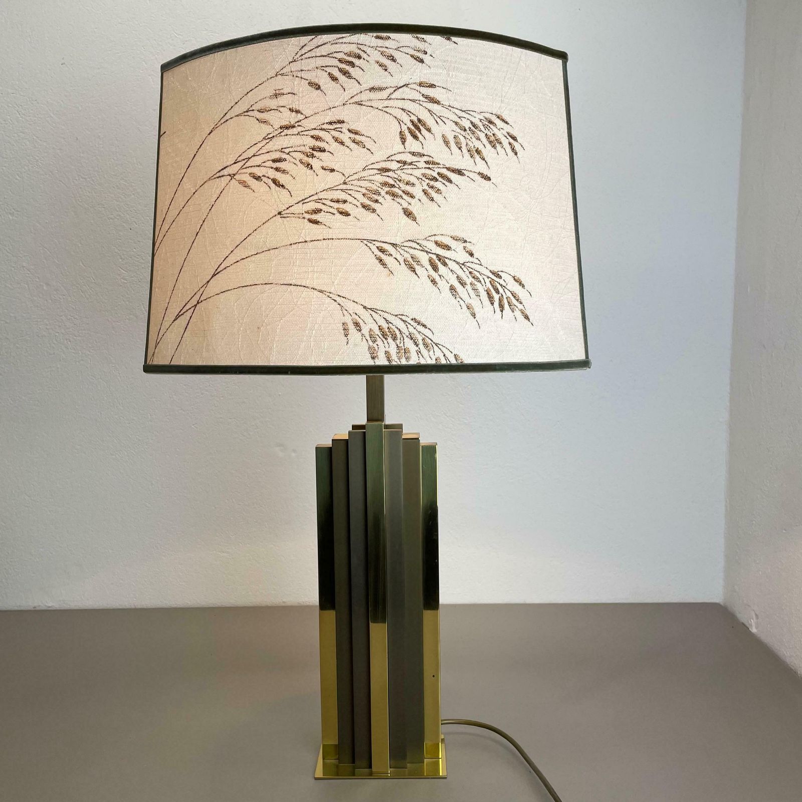 1962.0 Xl Hollywood Regency Brass Bicolor Table Light In Willy Rizzo Style, Italy 1970s photo