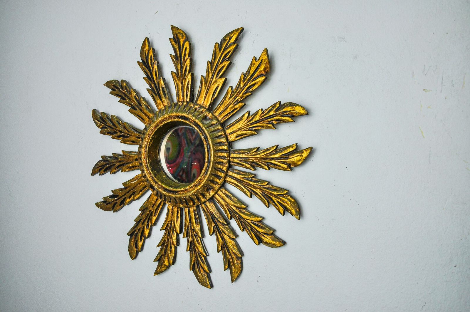 Sun Mirror In Gilded Wood, France, 1960, 38 Cm photo for sale