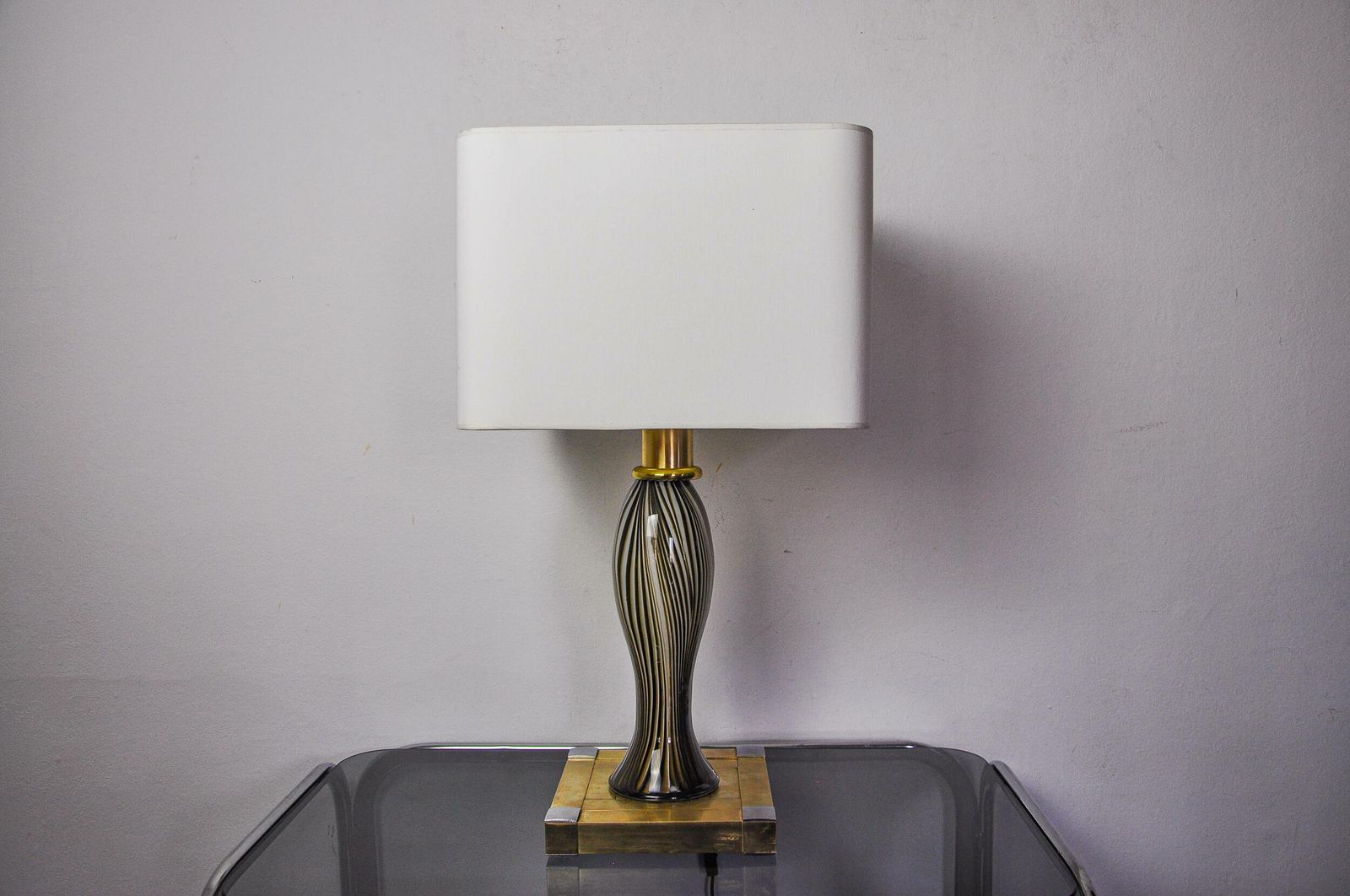 Bd Lumica Table Lamp, Murano Glass And Brass, Italy, 1970 photo for sale