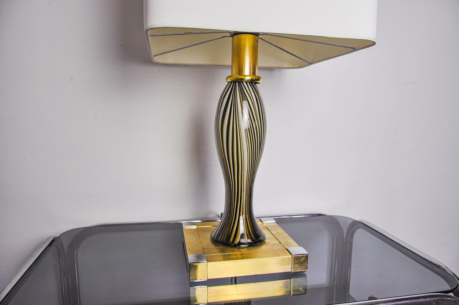 Bd Lumica Table Lamp, Murano Glass And Brass, Italy, 1970 photo Lighting