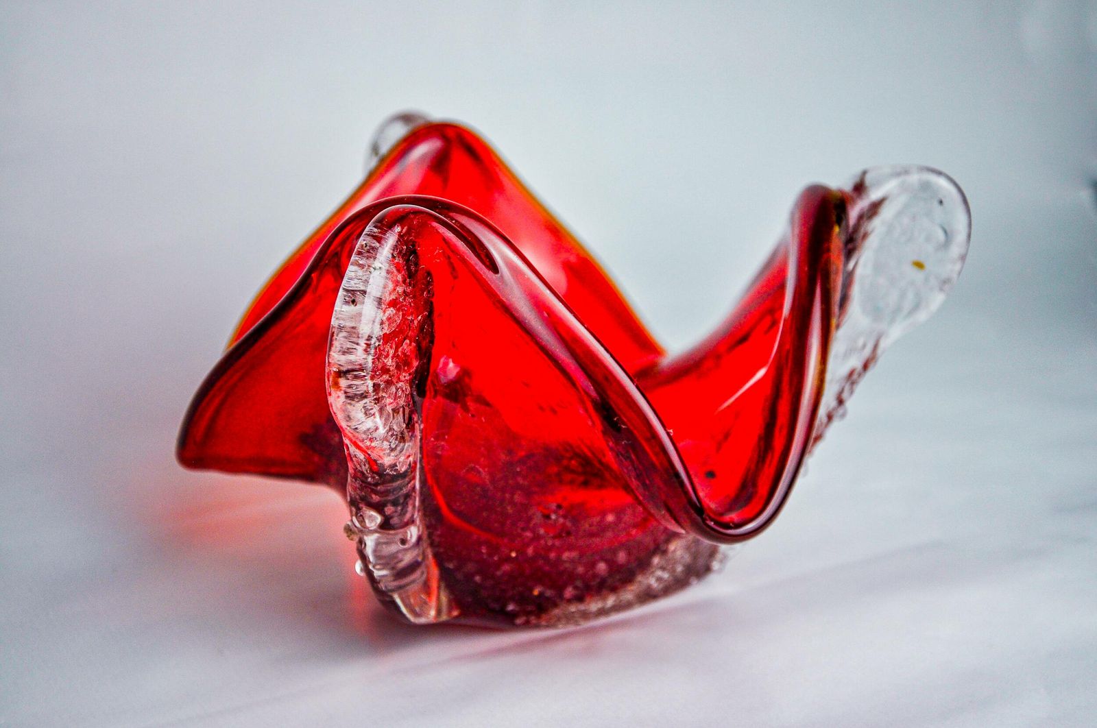 Sommerso Red Pocket Tray By Seguso, Frosted Murano Glass, Italy, 1970 photo Home Decor