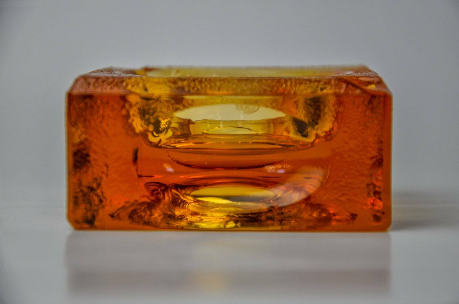 Orange Ice Cube Ashtray By Antonio Imperatore, Murano Glass, Italy, 1970 photo furniture