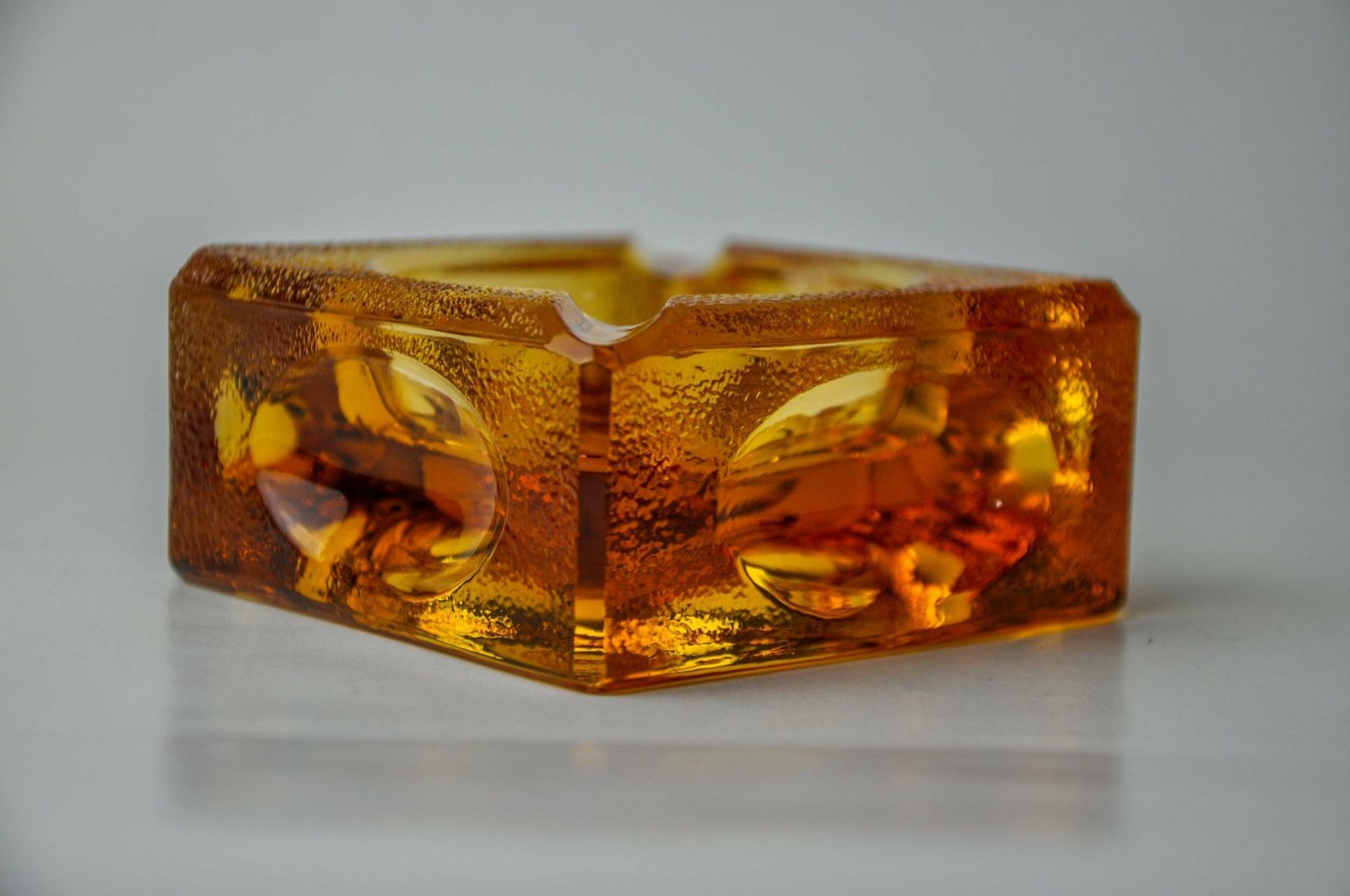 Orange Ice Cube Ashtray By Antonio Imperatore, Murano Glass, Italy, 1970 photo buy