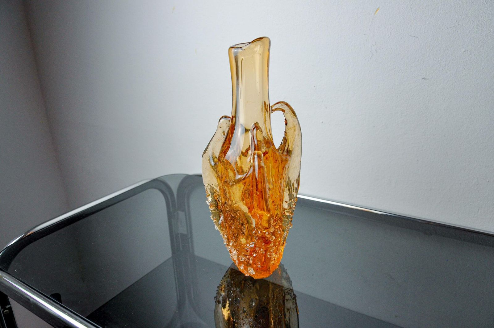 Orange Seguso Vase, Frosted Murano Glass, Italy, 1970 photo Home Decor