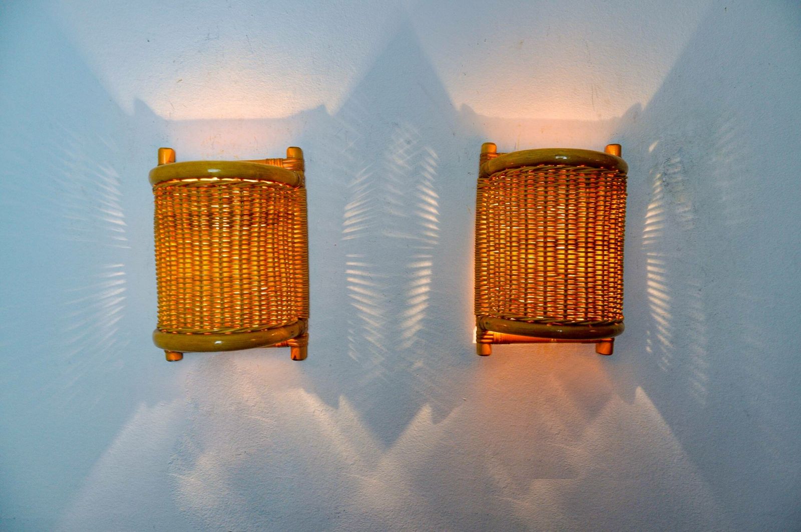 Pair Of Rattan Sconces, France, 1960 photo furniture