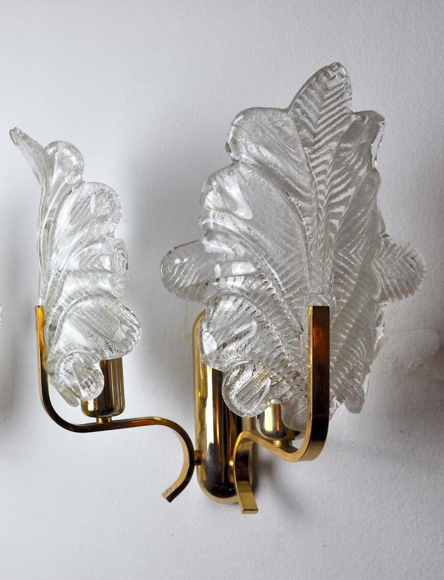 “Leaves” Wall Lamp By Carl Fagerlund, Murano Glass, Germany, 1970 photo for sale