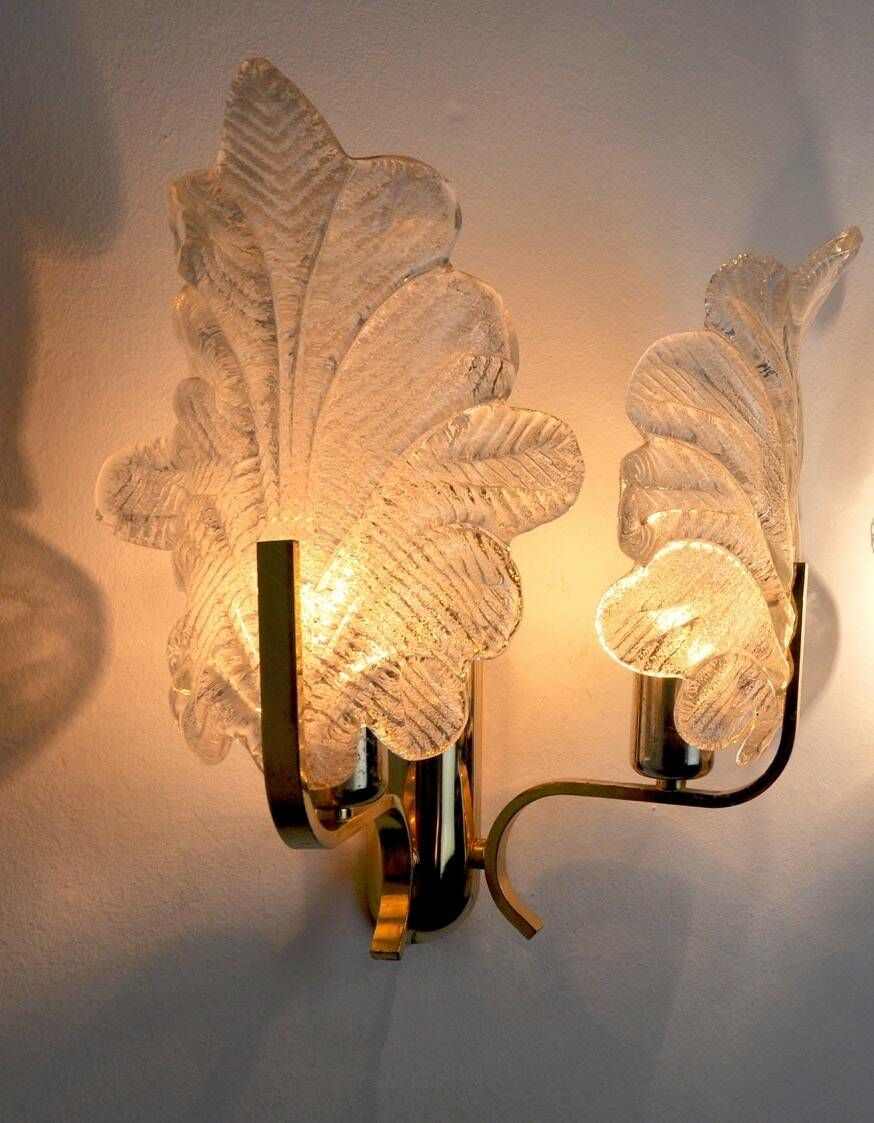 “Leaves” Wall Lamp By Carl Fagerlund, Murano Glass, Germany, 1970 photo 947.0