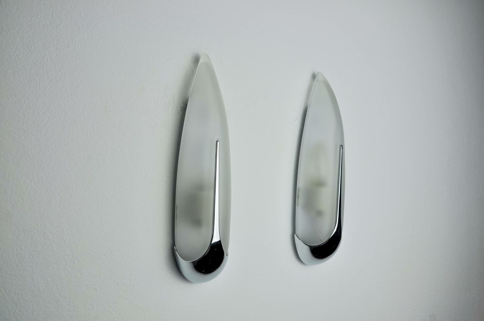 Pair Of "Epis" Wall Lights By Idearte, Smoked Glass And Silver Metal, Spain, 1980 photo Lighting