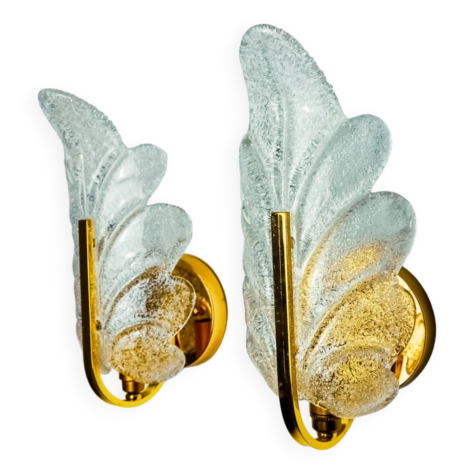 Pair Of "Leaf" Wall Lights By Carl Fagerlund, Murano Glass, Germany, 1970