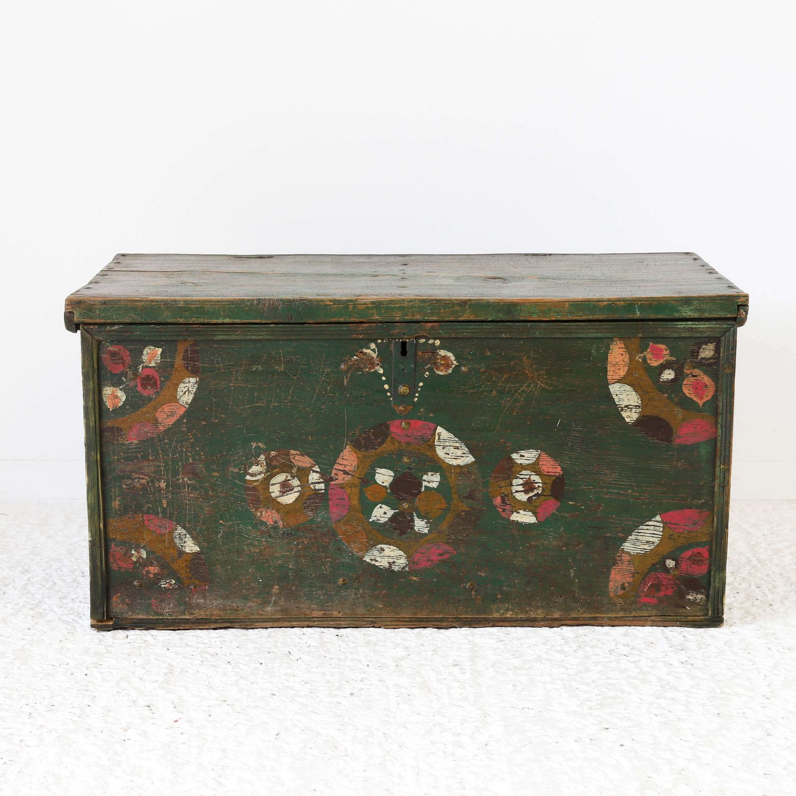 19th Century Romanian Hand Painted Marriage Chest