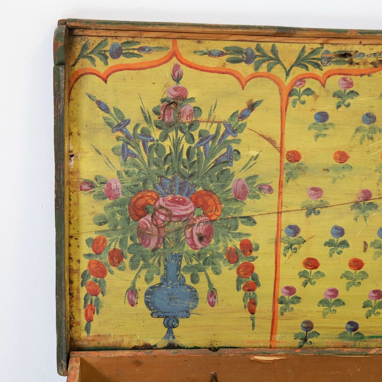 photo for sale 19th Century Romanian Hand Painted Marriage Chest